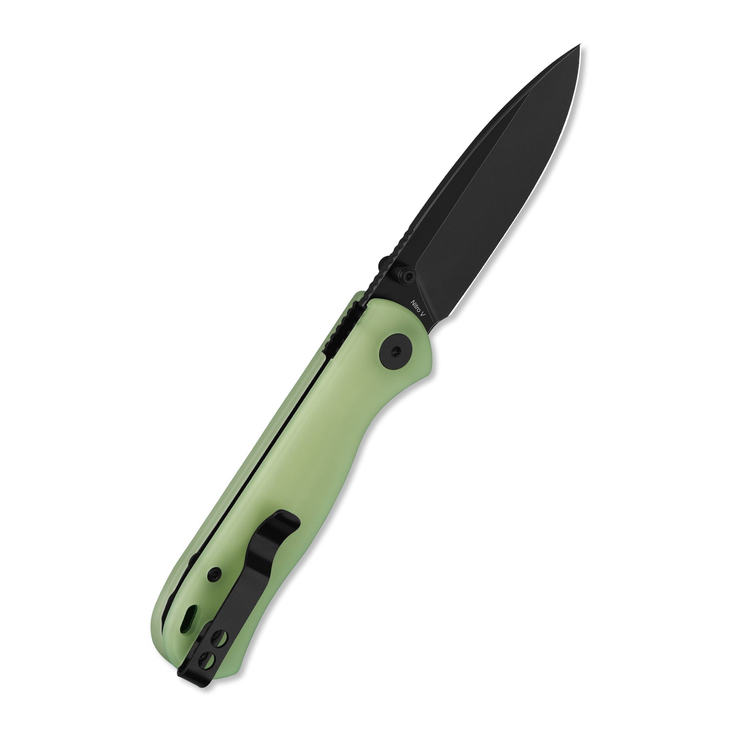 QSP Ferret QS170-C2 Black Nitro-V Blade Glow-in-the-Dark Resin Handle Liner Lock Folding Knife