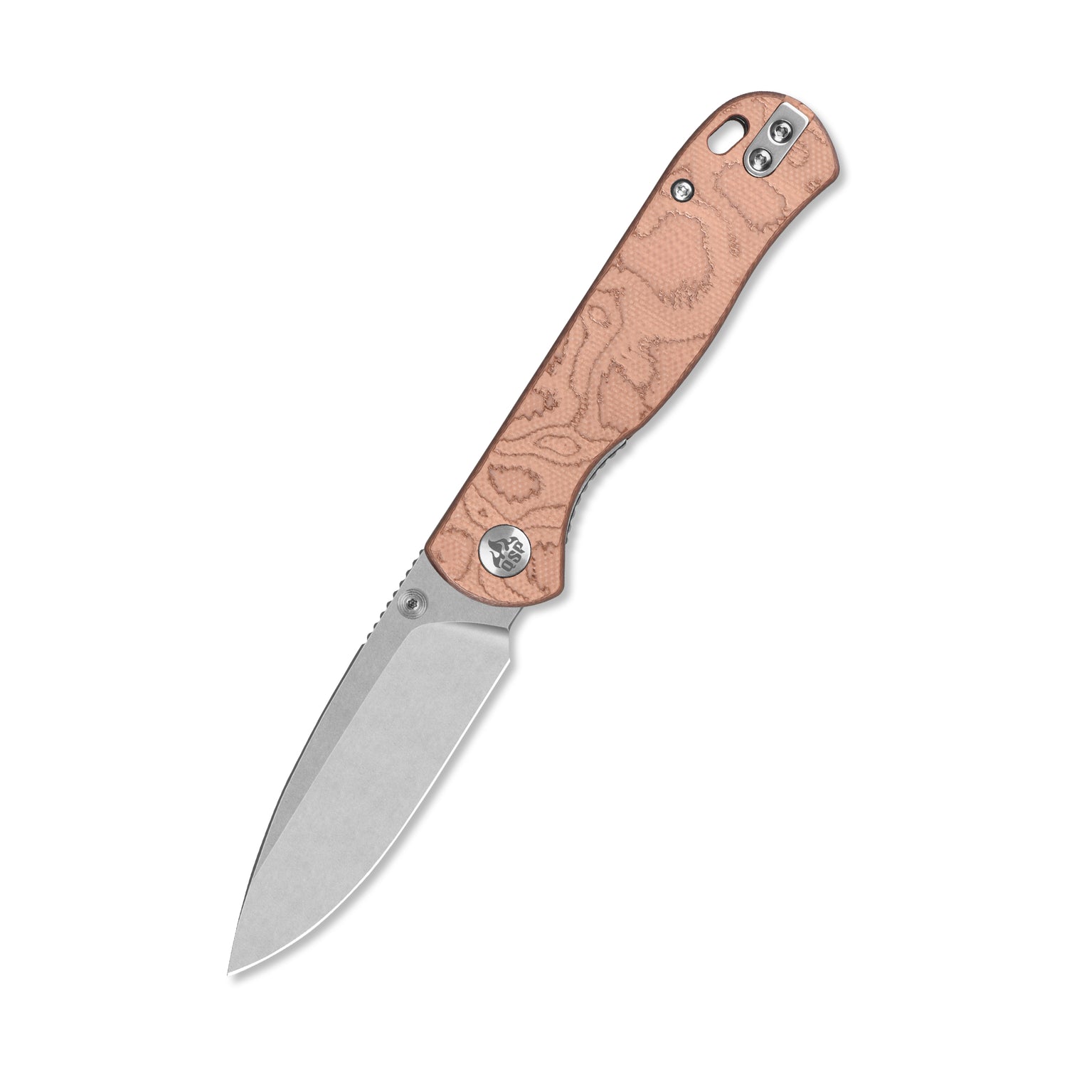 QSP Ferret QS170-E1 Stonewashed Nitro-V Blade Copper Foil G10 Handle Liner Lock Folding Knife