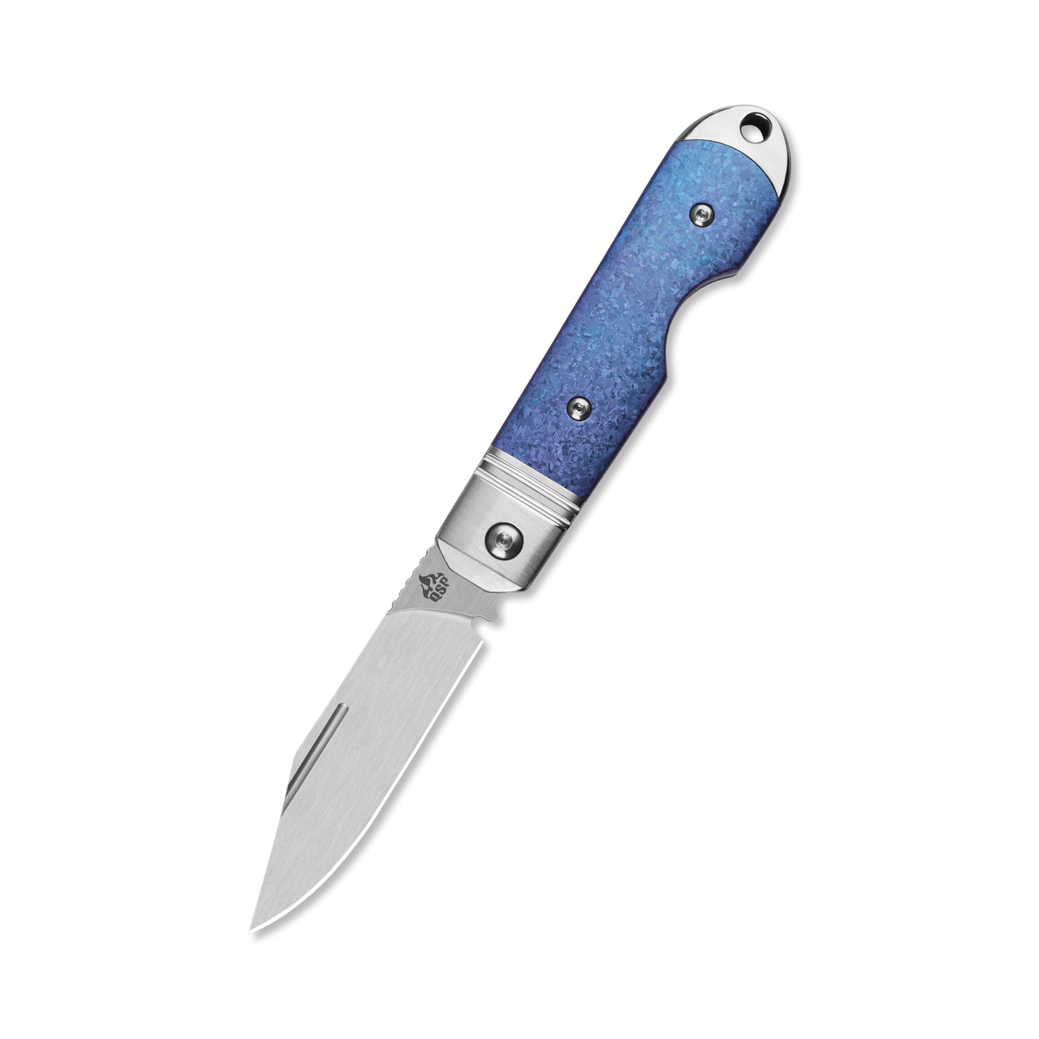 QSP Moray QS171-A Vanax Blade Blue Crystal Titanium Handle Copper washers Lock Folding Knife