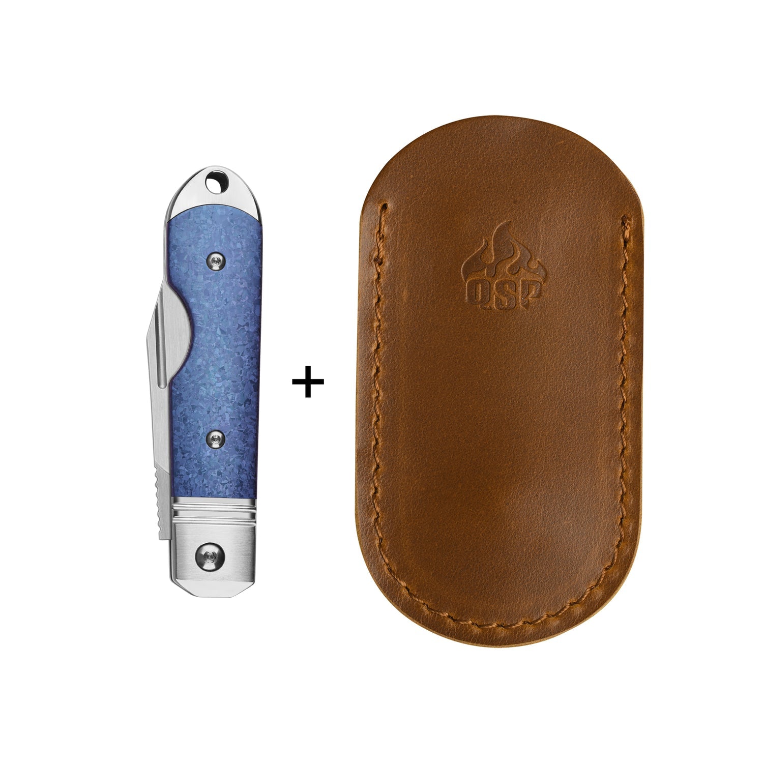 QSP Moray QS171-A Vanax Blade Blue Crystal Titanium Handle Copper washers Lock Folding Knife