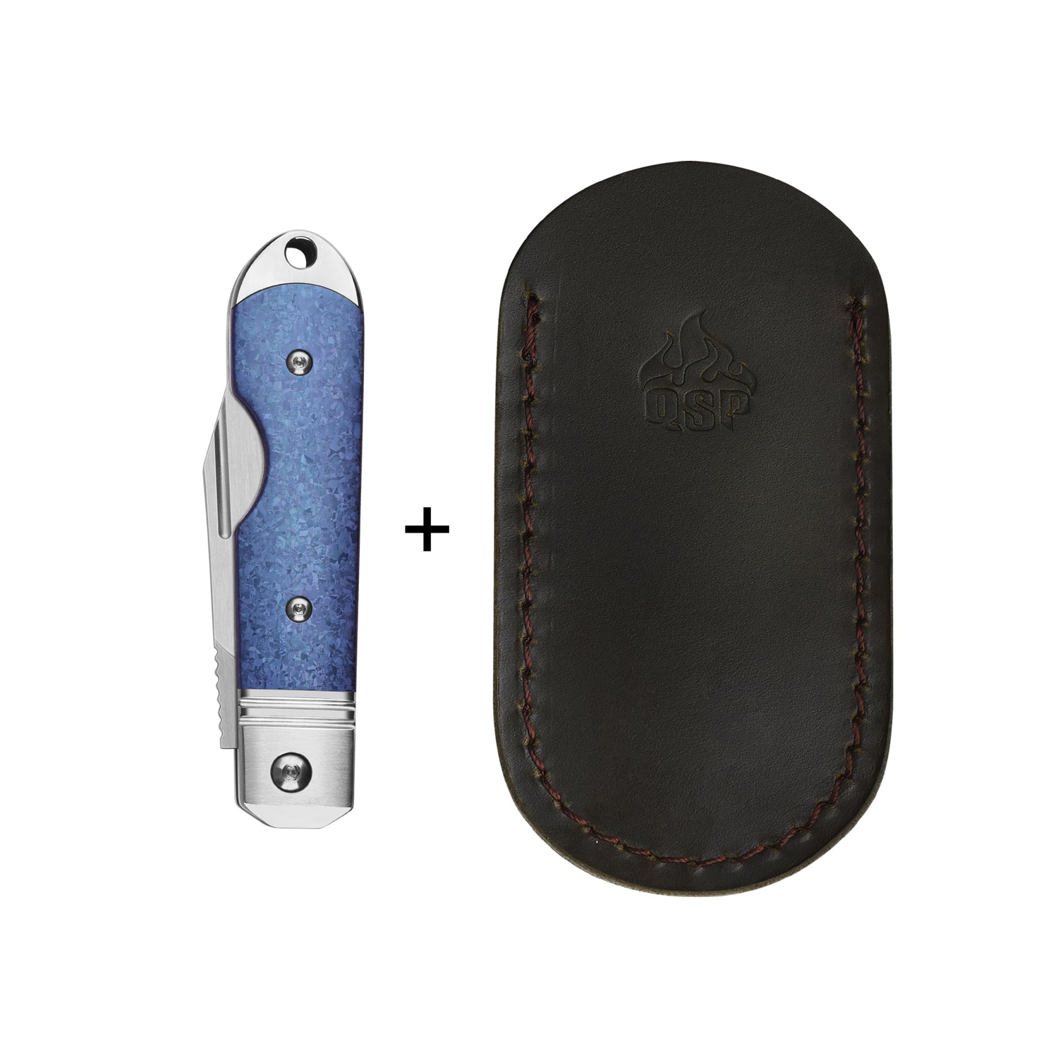 QSP Moray QS171-A Vanax Blade Blue Crystal Titanium Handle Copper washers Lock Folding Knife