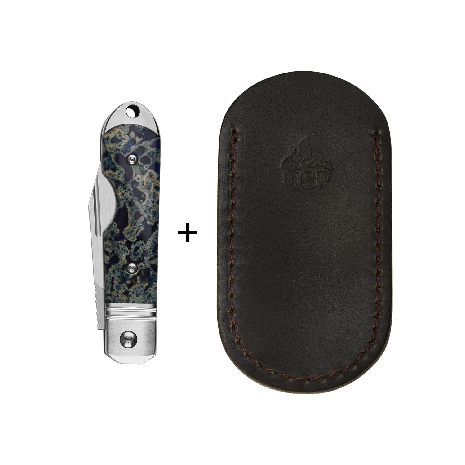 QSP Moray QS171-B Vanax Blade Raffir Calceon Ocean Blue Handle Copper washers Lock Folding Knife