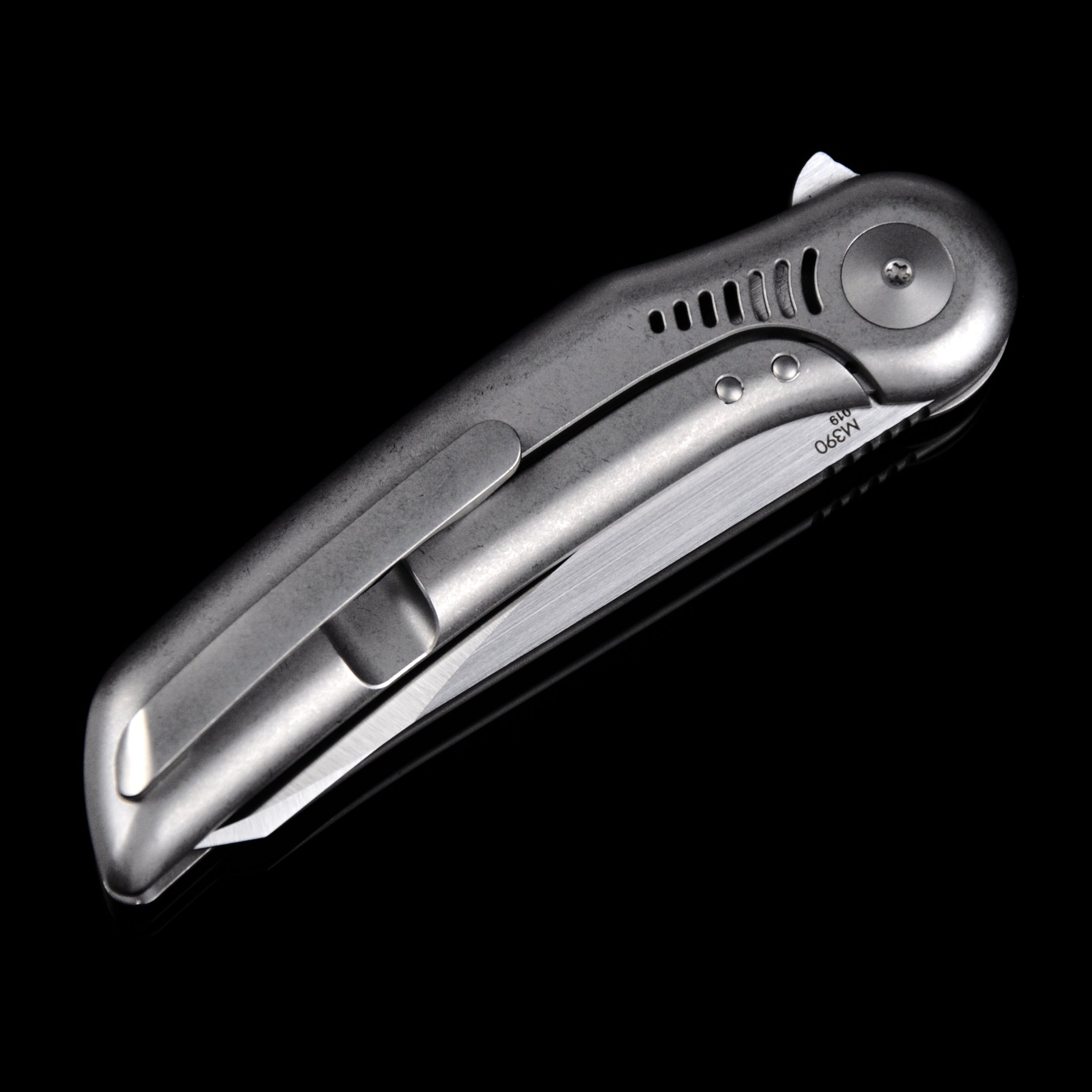 Reate Knives Gents #9 M390 Blade Titanium Handle Flipper Knife Frame Lock