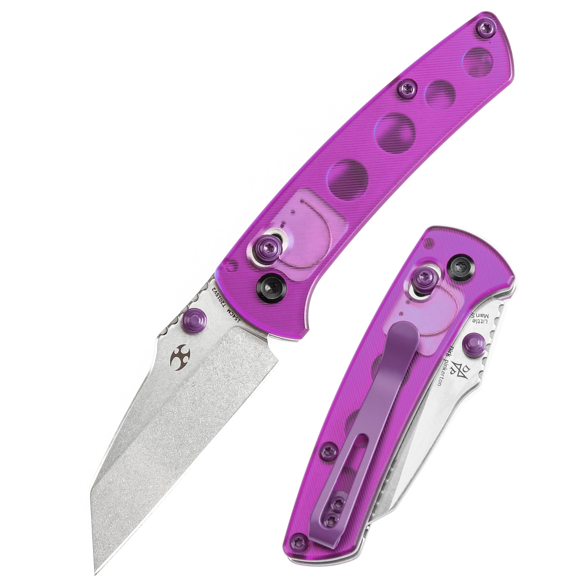 Kansept Little Main Street Flipper Knife T2015V2 154CM Blade Purple Acrylic G10 Handle