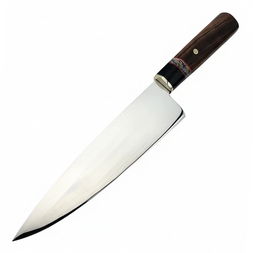 Xin Cutlery Super Mirror Polished M390 Blade Ironwood and Mammoth Ivory Fossil Handle Chef Knife