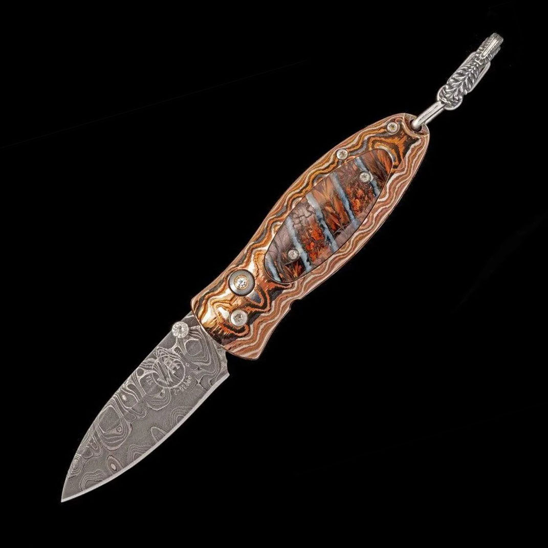 William Henry B02 Legacy Pendant Knife Chad Nichols Damascus mokume Handle