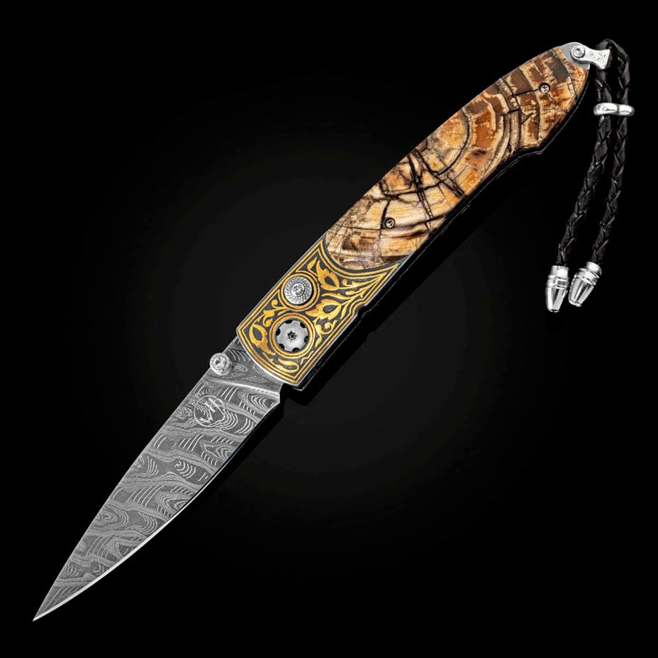 William Henry B10 Age Old 24K Gold Koftgari Pocket Knife Button Lock Knives