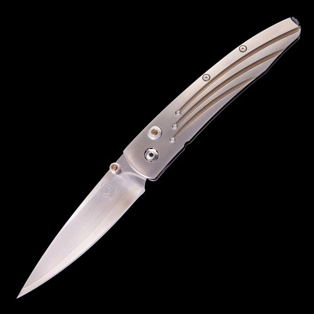 William Henry B10 SMOKE ZDP-189 Blade Titanium Handle Button Lock Pocket Knife