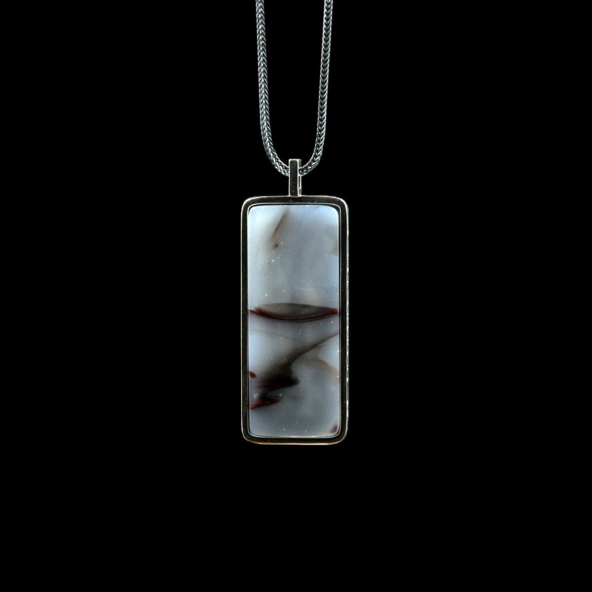 DYQ Jewelry Nothing To Worry Pendant 925 Silver Inlay White Bloodstone