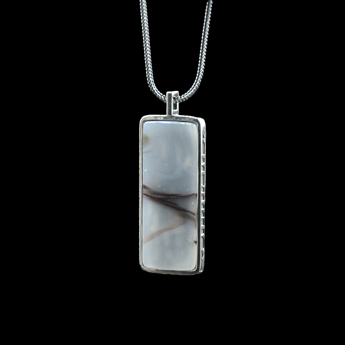 DYQ Jewelry Nothing To Worry Pendant 925 Silver Inlay White Bloodstone