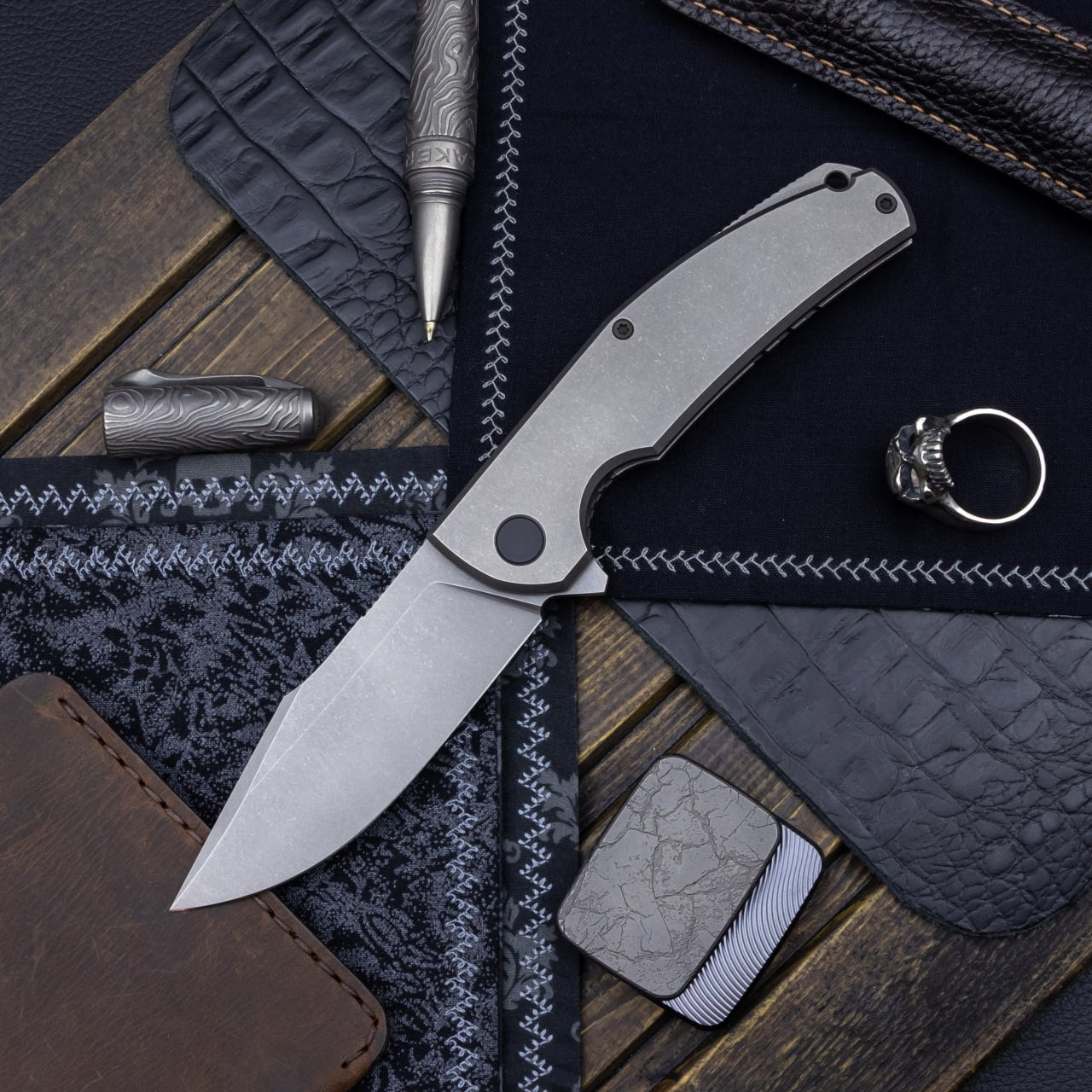 Arakun knives Mini Antago Flipper M398 Blade Titanium Handle Handle Frame Lock Handmake Custom