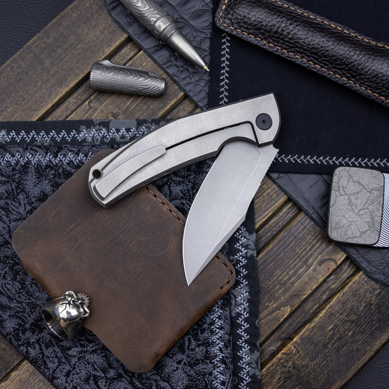 Arakun knives Mini Antago Flipper M398 Blade Titanium Handle Handle Frame Lock Handmake Custom