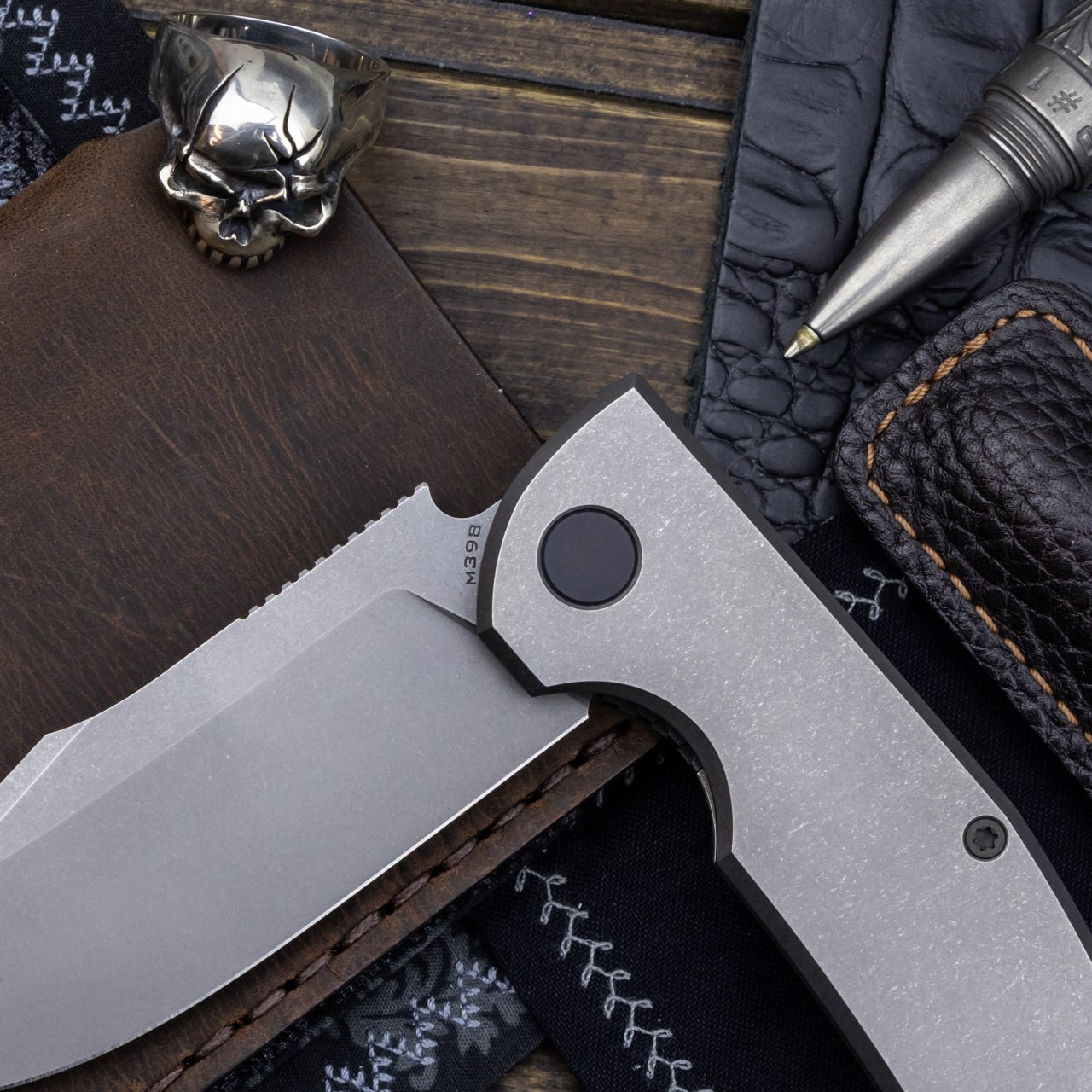 Arakun knives Mini Antago Flipper M398 Blade Titanium Handle Handle Frame Lock Handmake Custom