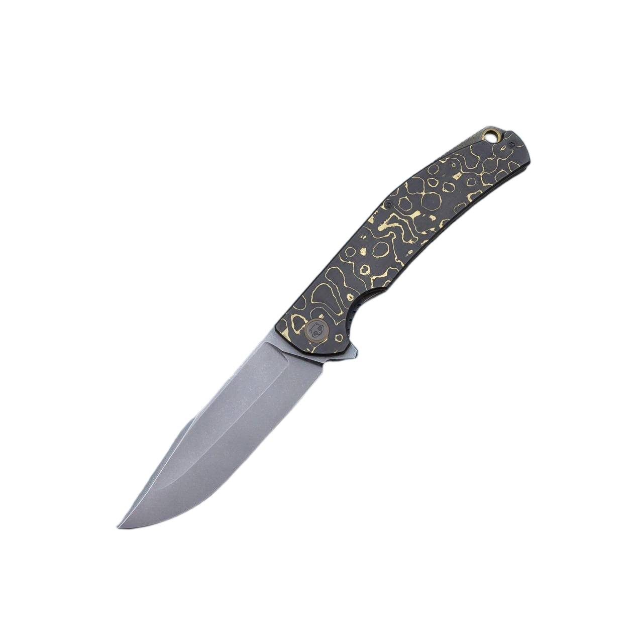 Arakun knives Antago Flipper S110V Blade CamoGold CF Handle Frame Lock