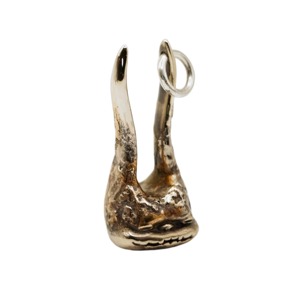 BeanArtMetal Rabbit Keychain – Solid Bronze/Copper with Sterling Silver Ring