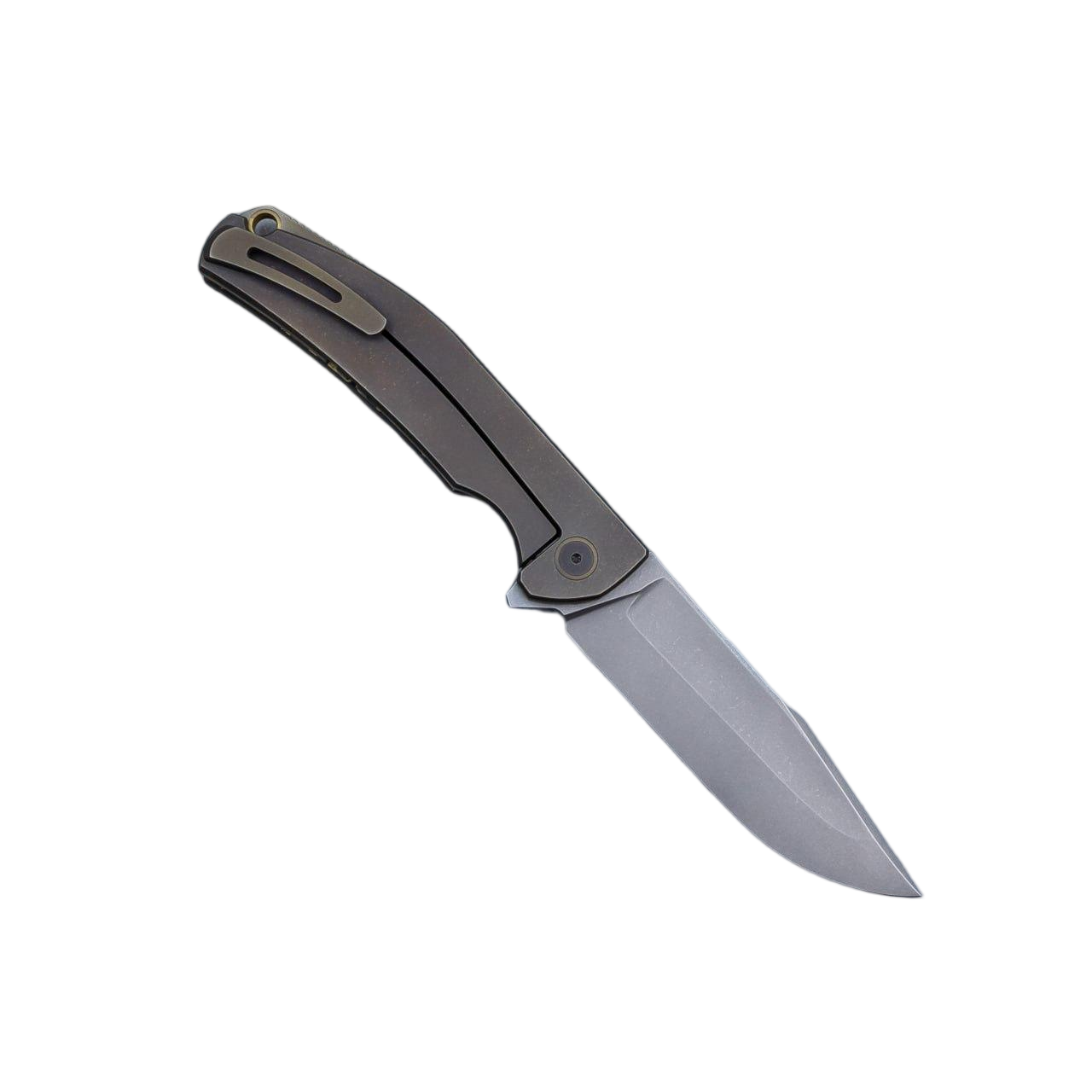Arakun knives Antago Flipper S110V Blade CamoGold CF Handle Frame Lock