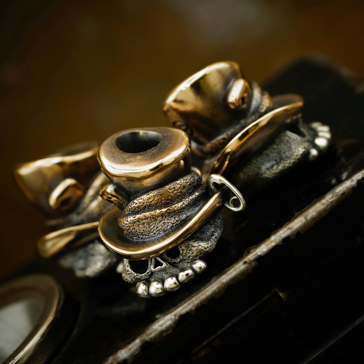 Phase Objects Mad Hatter Brass Silver Beads Knives Lanyard Beads EDC Beads