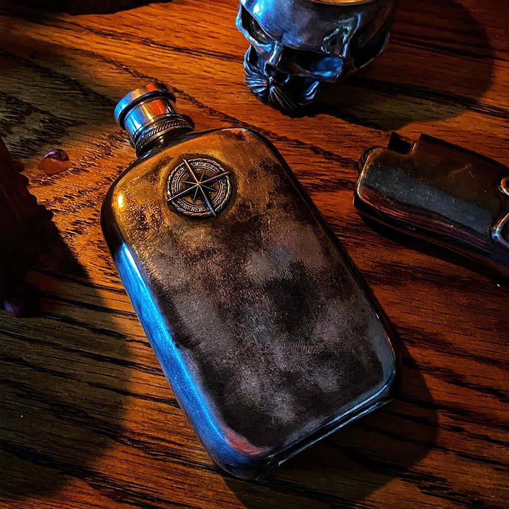 Raven Studio Handmade sterling silver wine pot travel portable wine bottle whisky
