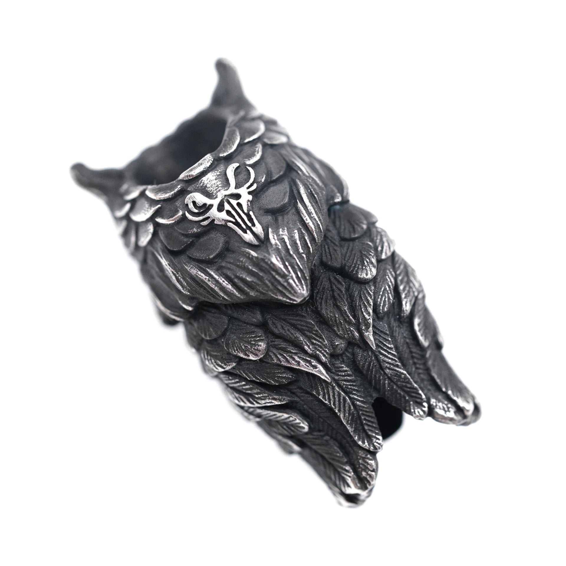 Raven Studio Indian Owl Skull Silver knife Lanyard beads Handmake bead Knives Pendant