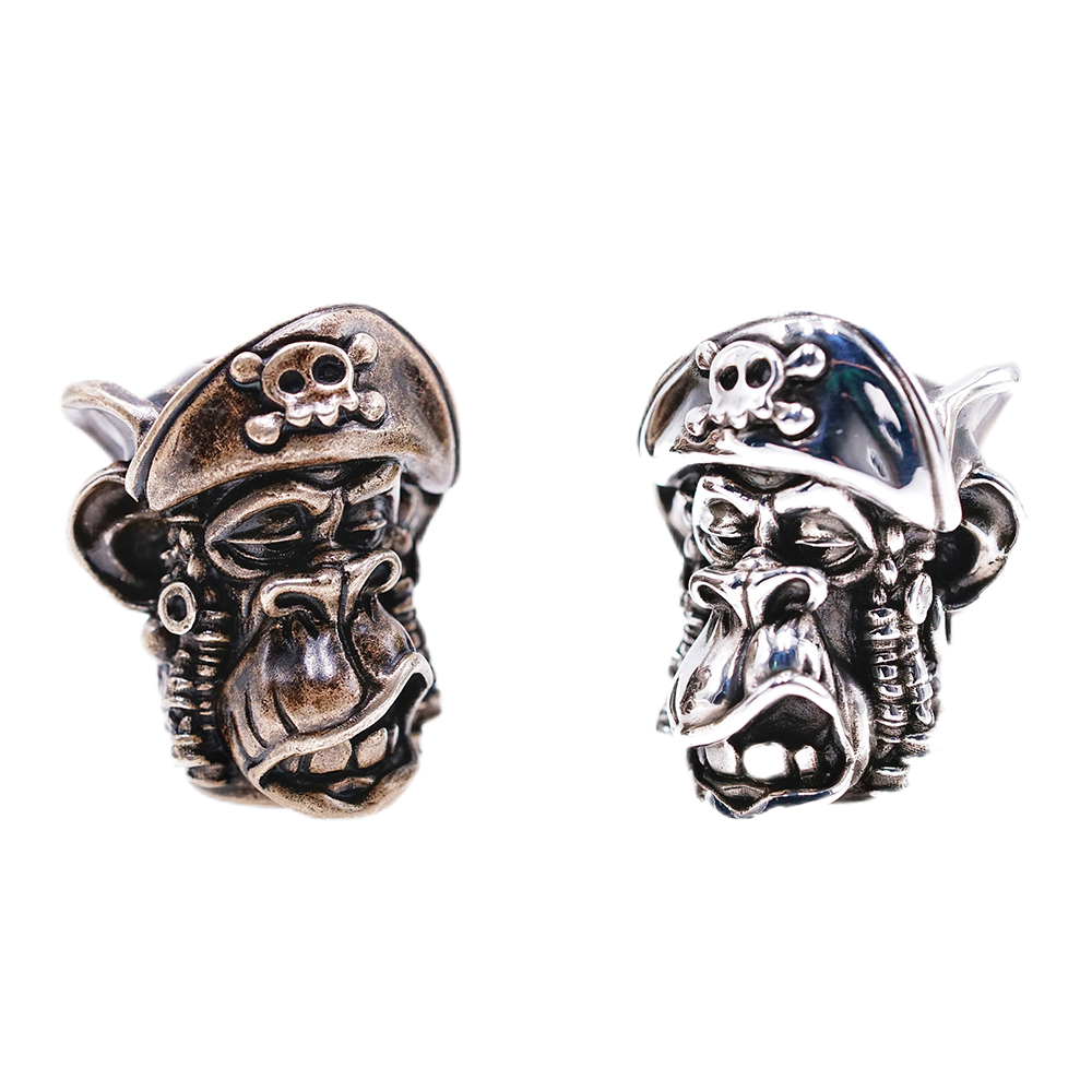 Raven Studio Pirate Monkey EDC Knife Beads Handmade Lanyard Beads Silver Stonewash