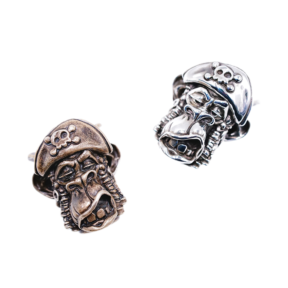 Raven Studio Pirate Monkey EDC Knife Beads Handmade Lanyard Beads Silver Stonewash