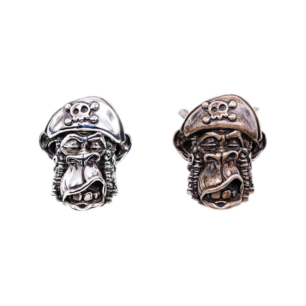 Raven Studio Pirate Monkey EDC Knife Beads Handmade Lanyard Beads Silver Stonewash