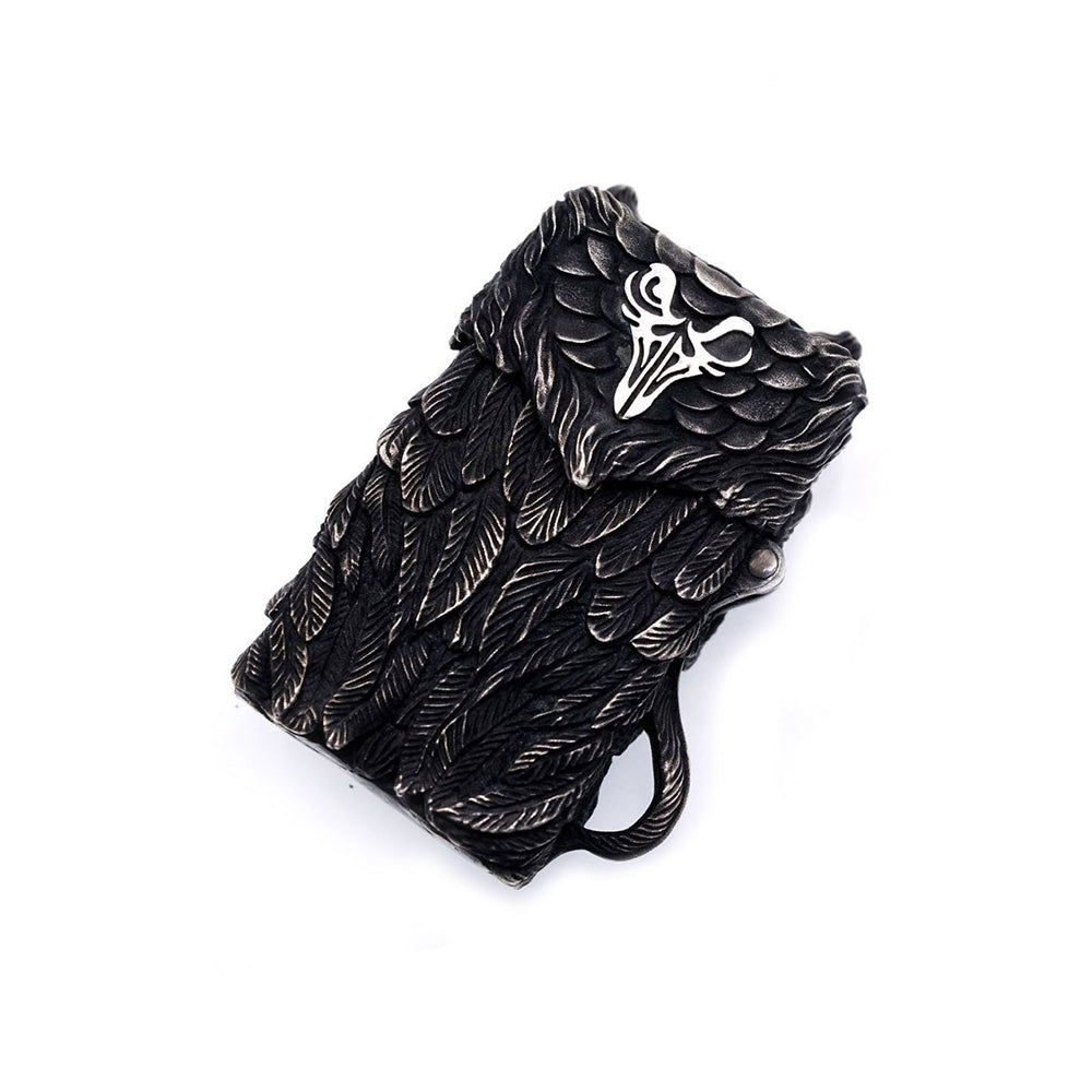 Raven Studio Indian Owl Skull Lighter Handmade Silver Suitable Kerosene lighterNarrow Machine Shell
