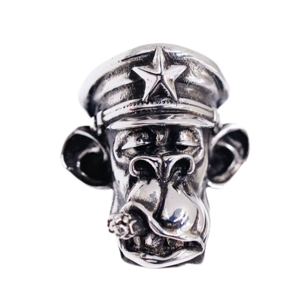 Raven Studio Funny monkey EDC knife pendant Handmade sterling silver Lanyard Beads