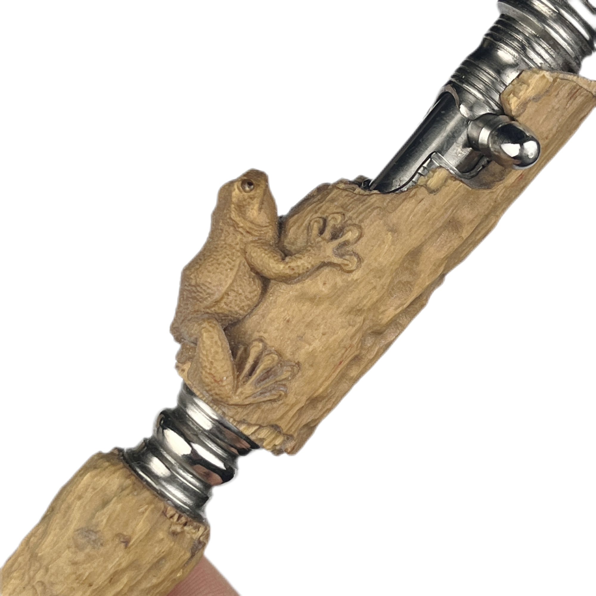 Japan Hidetoshi Nakayama Custom Stainless Steel Bolt Pen Root Carving