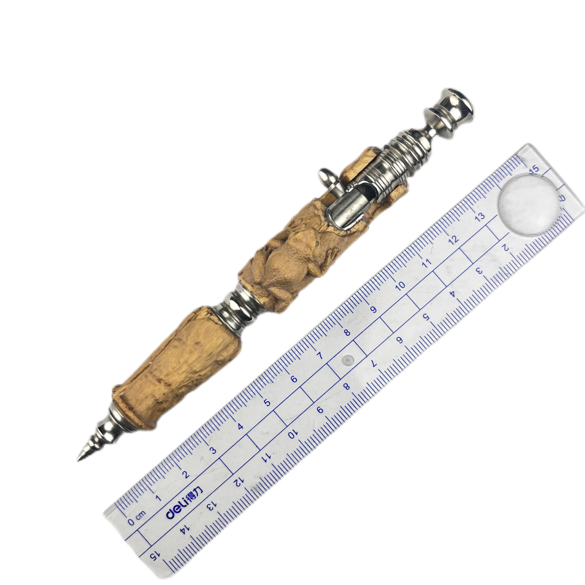 Japan Hidetoshi Nakayama Custom Stainless Steel Bolt Pen Root Carving