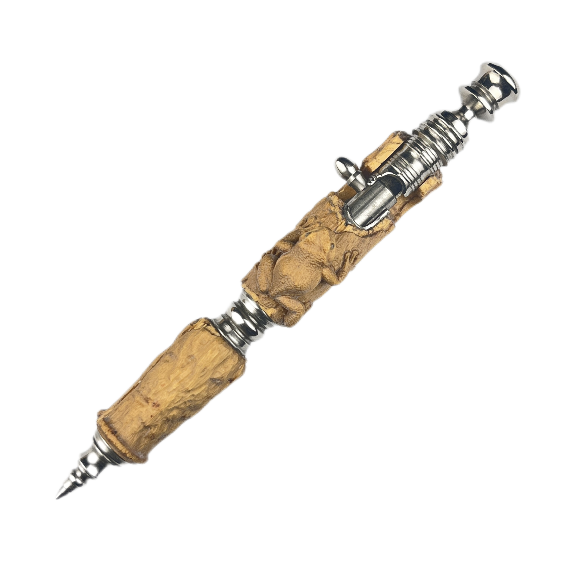 Japan Hidetoshi Nakayama Custom Stainless Steel Bolt Pen Root Carving