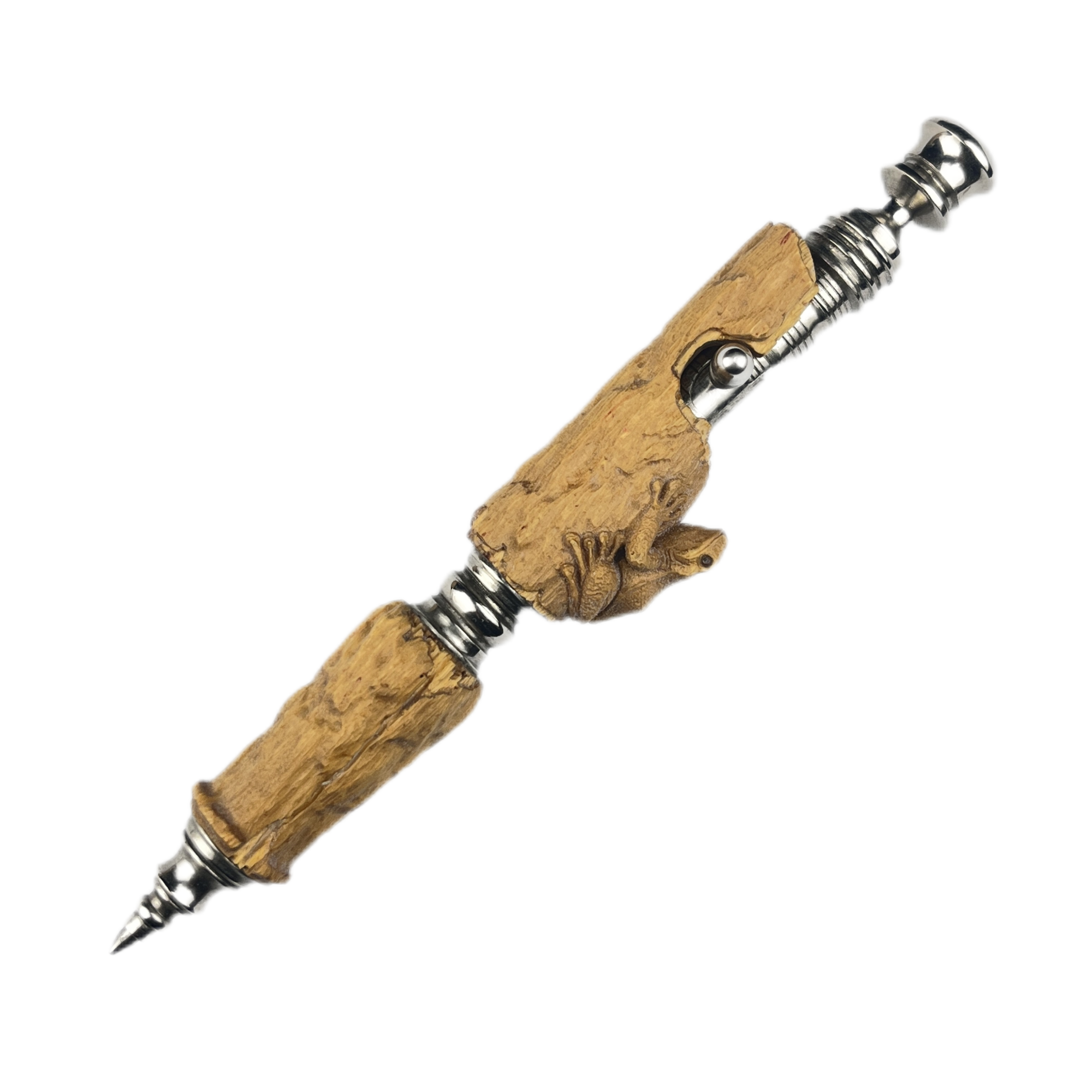 Japan Hidetoshi Nakayama Custom Stainless Steel Bolt Pen Root Carving