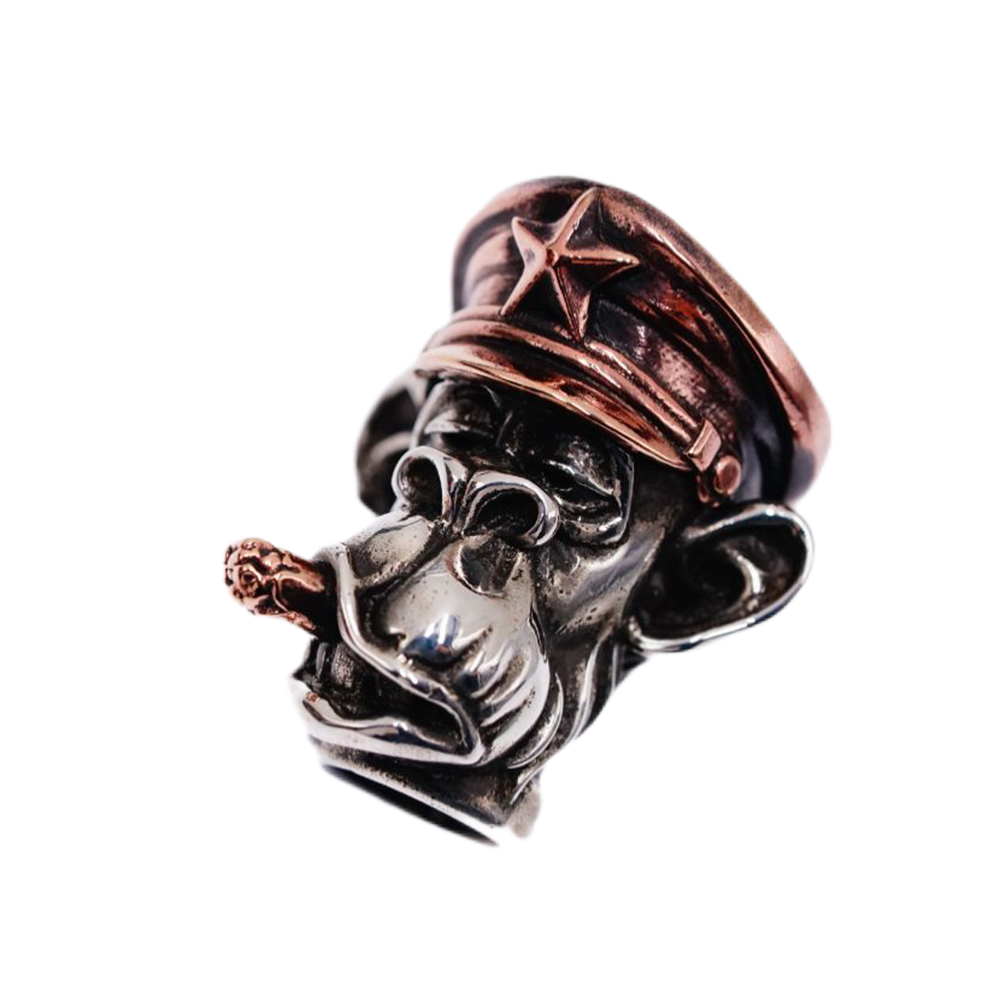 Raven Studio Funny monkey EDC knife beads Handmade Copper silver Lanyard Beads