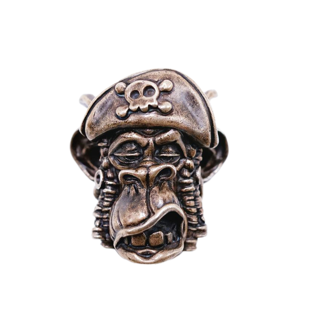Raven Studio Pirate Monkey EDC Knife Beads Handmade Lanyard Beads Silver Stonewash