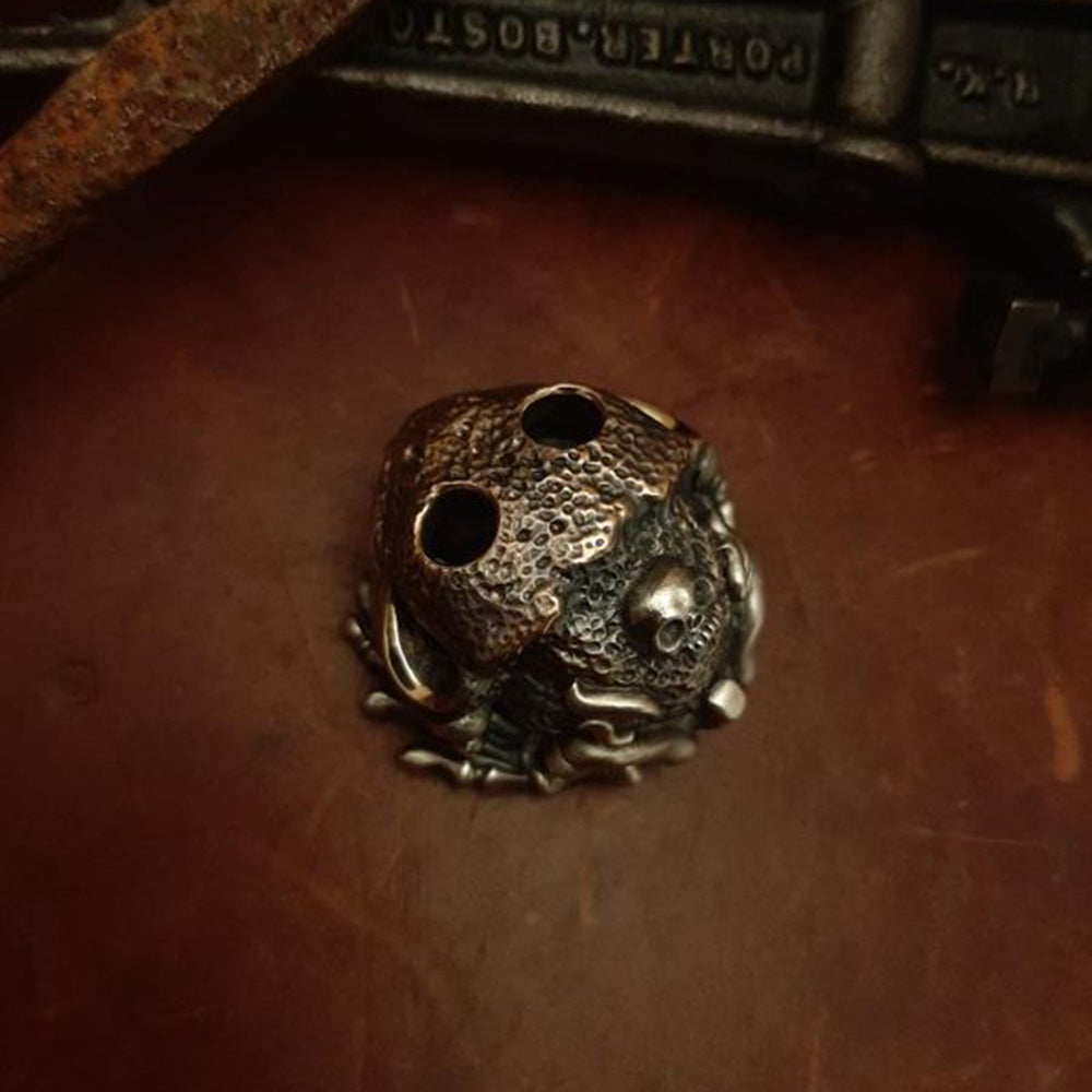Phaseobjects Toad Don't Worry Stone Skull Textured silver Handmake Custom