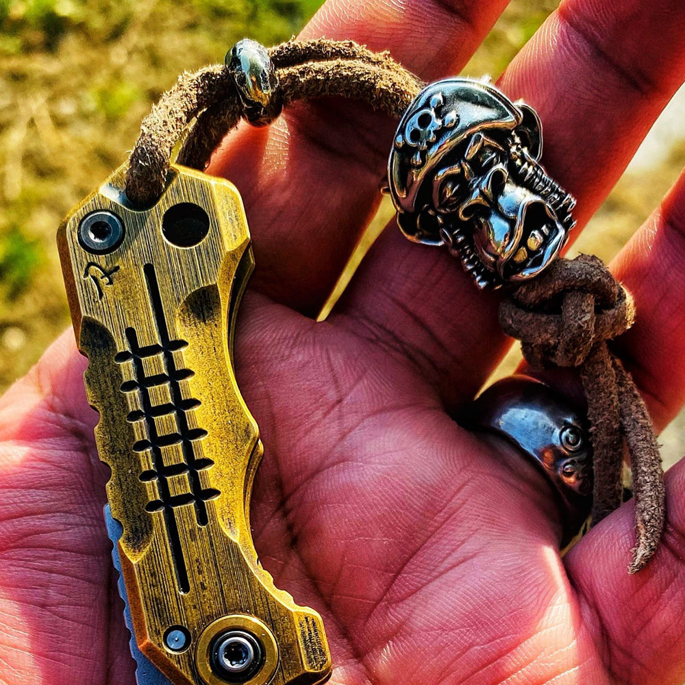 Raven Studio Funny monkey EDC knife beads Handmade Silver Copper  Lanyard Beads