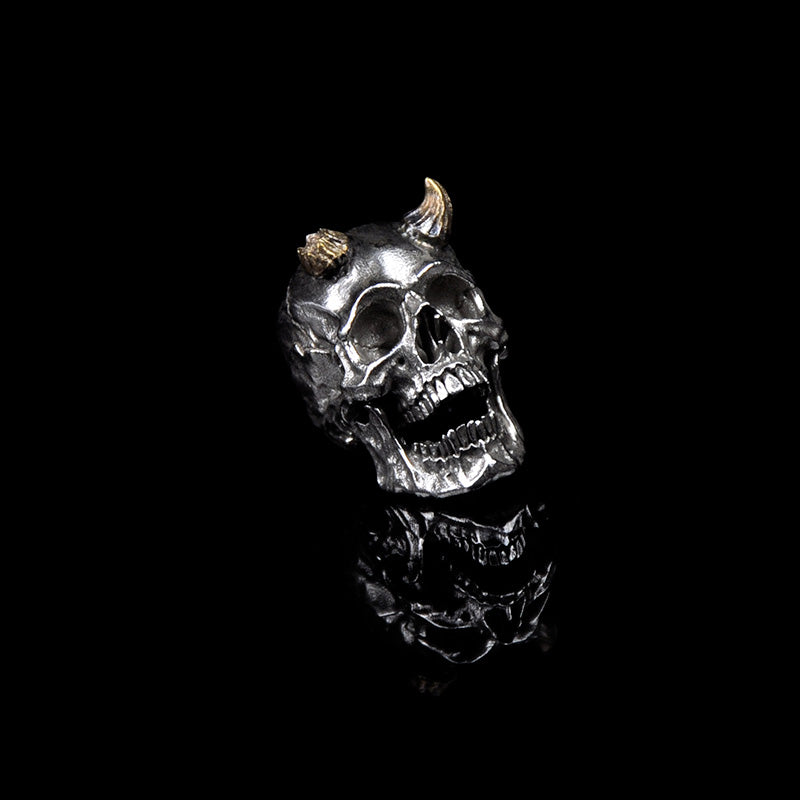 SnakeSword Skull knife beads 925 Silver Brass horn lanyard beads Including the lower jaw