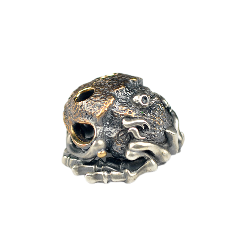 Phaseobjects Toad Don't Worry Stone Skull Textured silver Handmake Custom