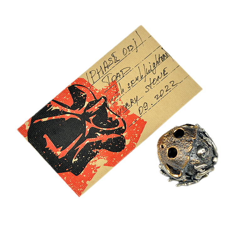 Phaseobjects Toad Don't Worry Stone Skull Textured silver Handmake Custom