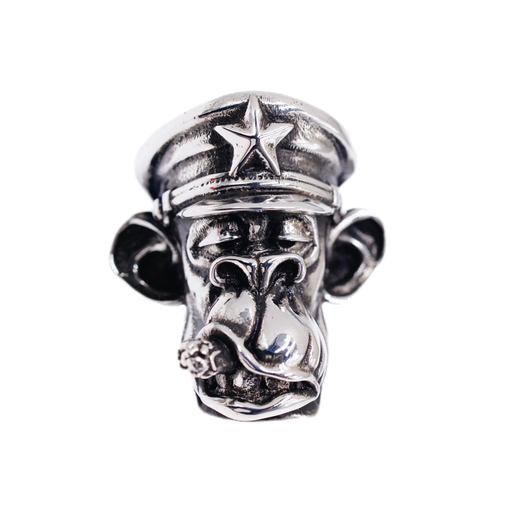 Raven Studio Funny monkey EDC knife pendant Handmade sterling silver Lanyard Beads
