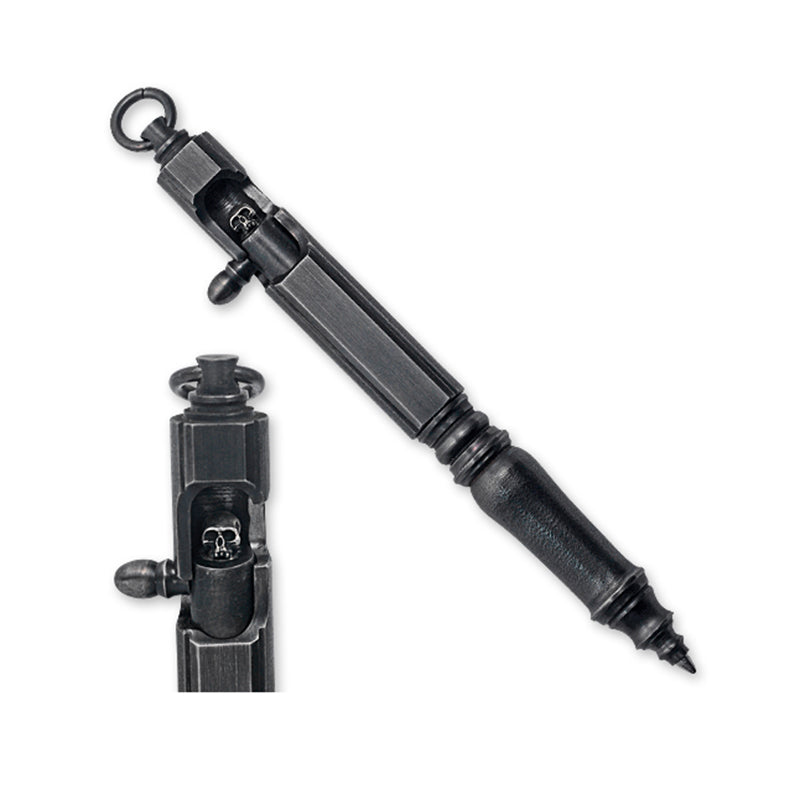Hidetoshi Nakayama Stainless Steel Black Dye Skull Ball Point Pen
