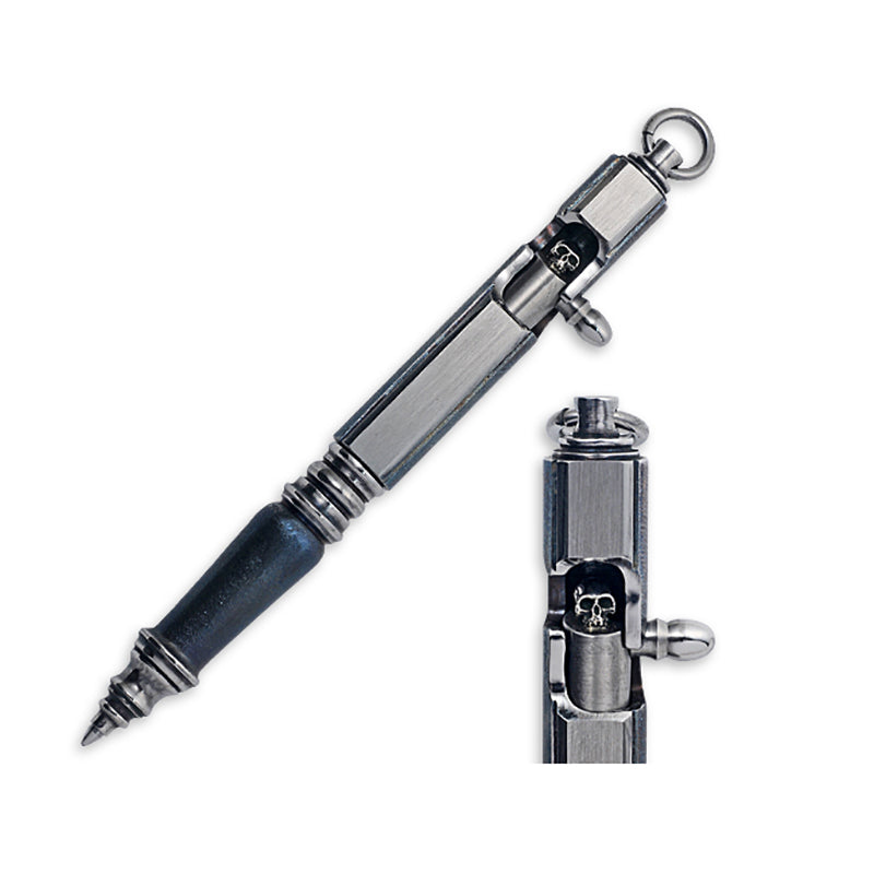 Hidetoshi Nakayama Stainless Steel Blue Dye Skull Ball Point Pen