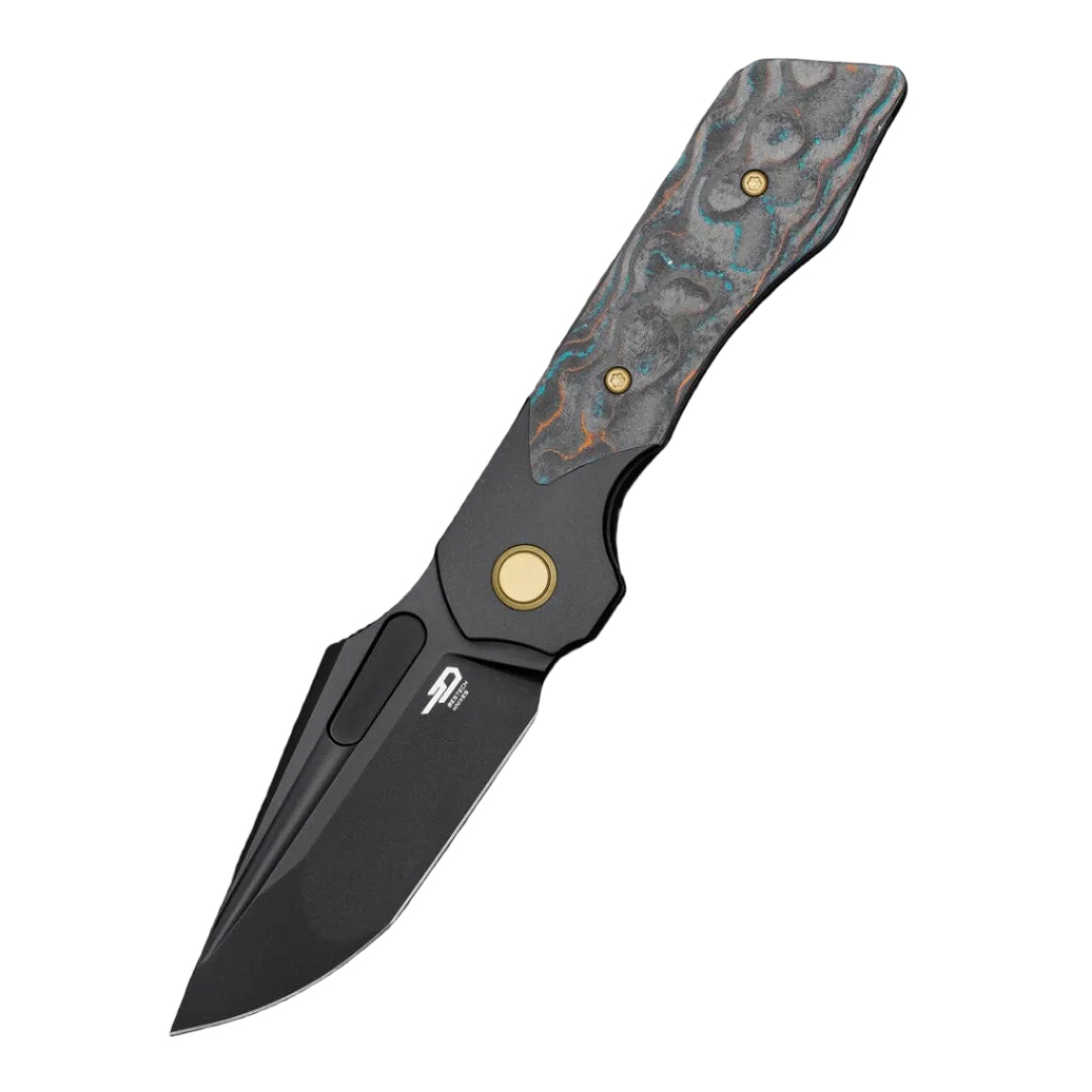 Bestech Dactyl BT2608E Magnacut Blade Titanium with Carbon Fiber Handle Bolster Frame Lock Folding Knife