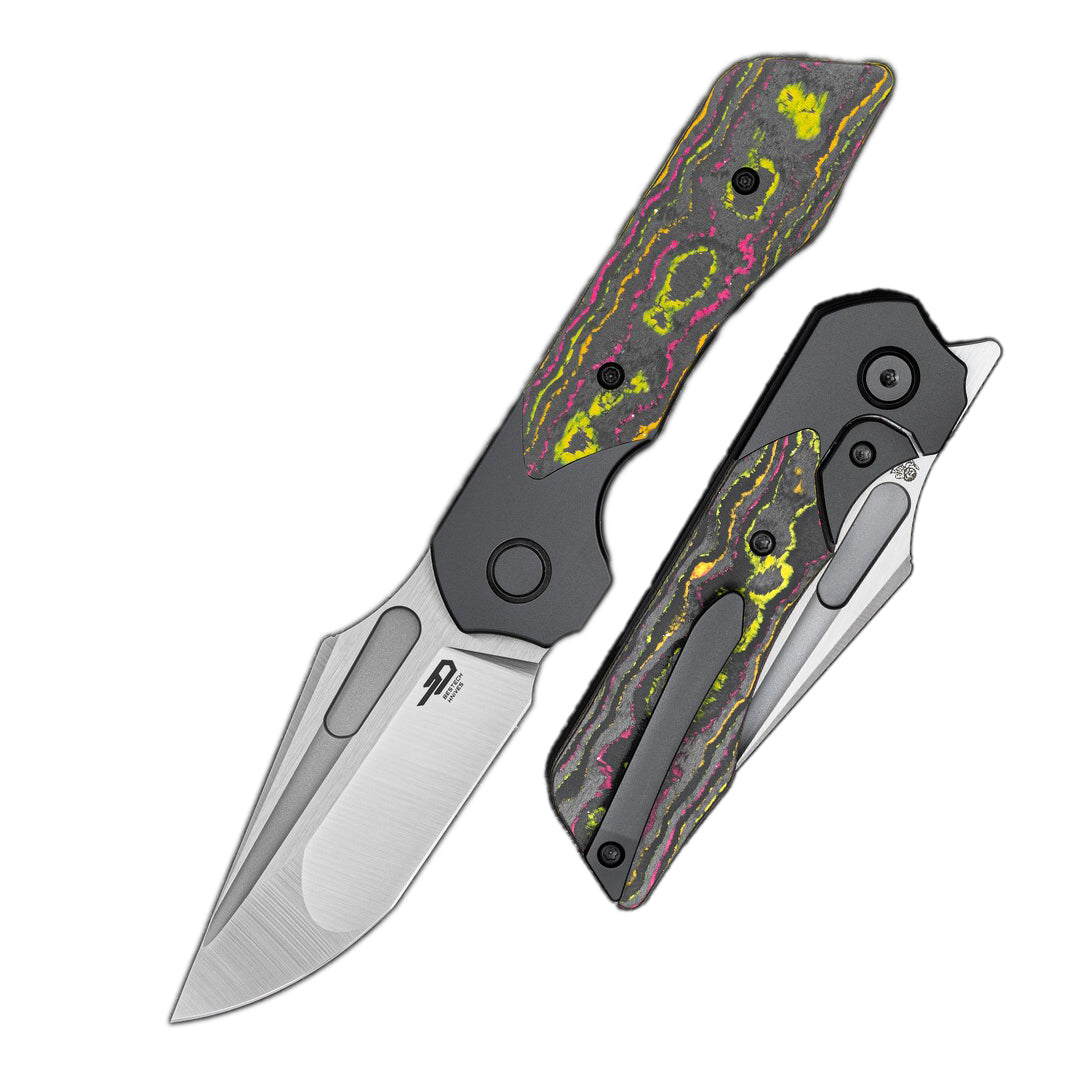 Bestech Dactyl BT2608D Magnacut Blade Titanium with Carbon Fiber Handle Bolster Frame Lock Folding Knife