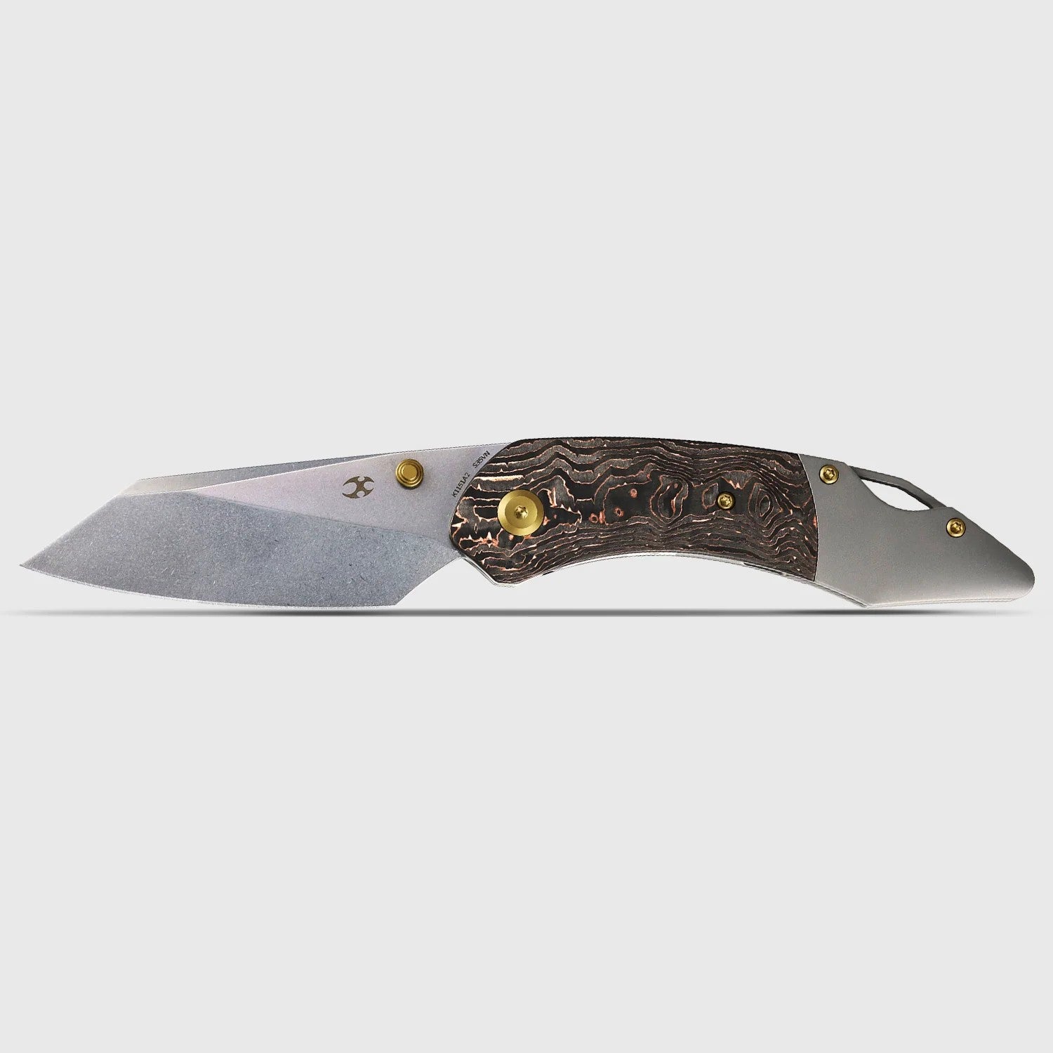 Kansept K9 K1151A2 CPM-S35VN Blade Copper Carbon Fiber & Titanium Handle Bolster Liner Lock Folding Knife