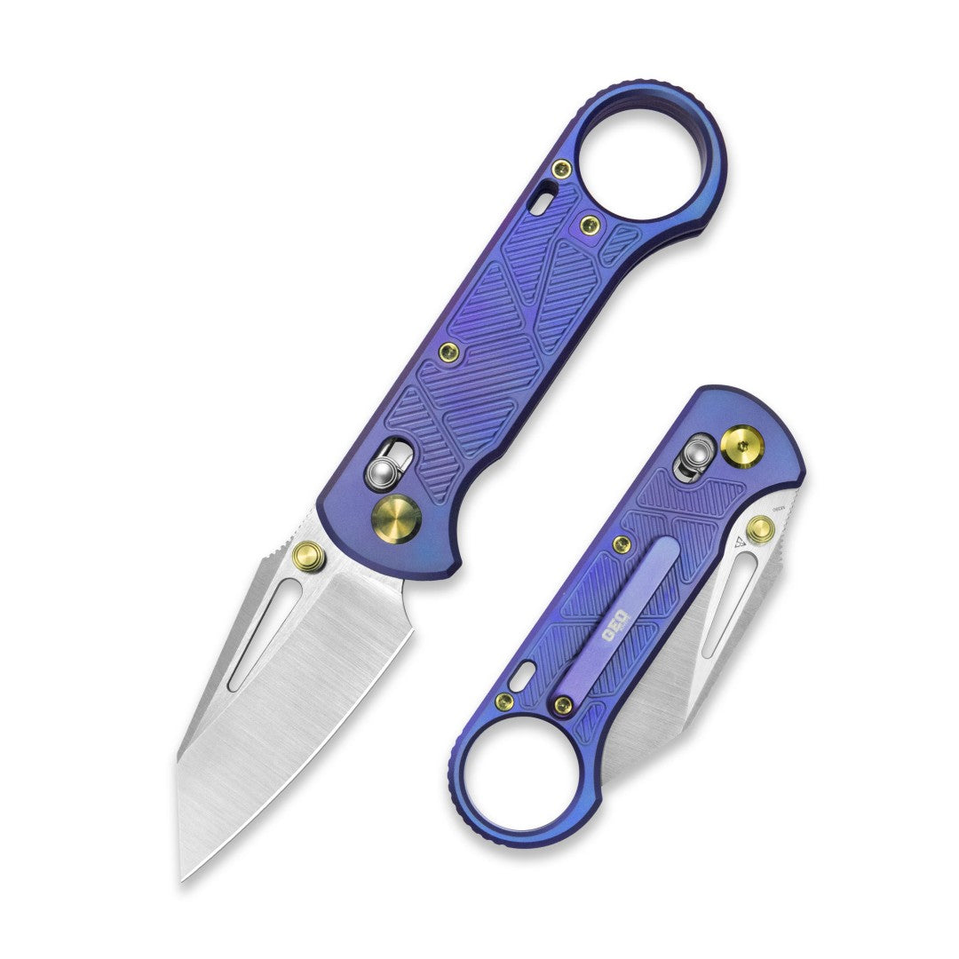GEO Knife Aska GEO2511D M390 Blade Titanium Handle Crossbar Lock Folding Knife
