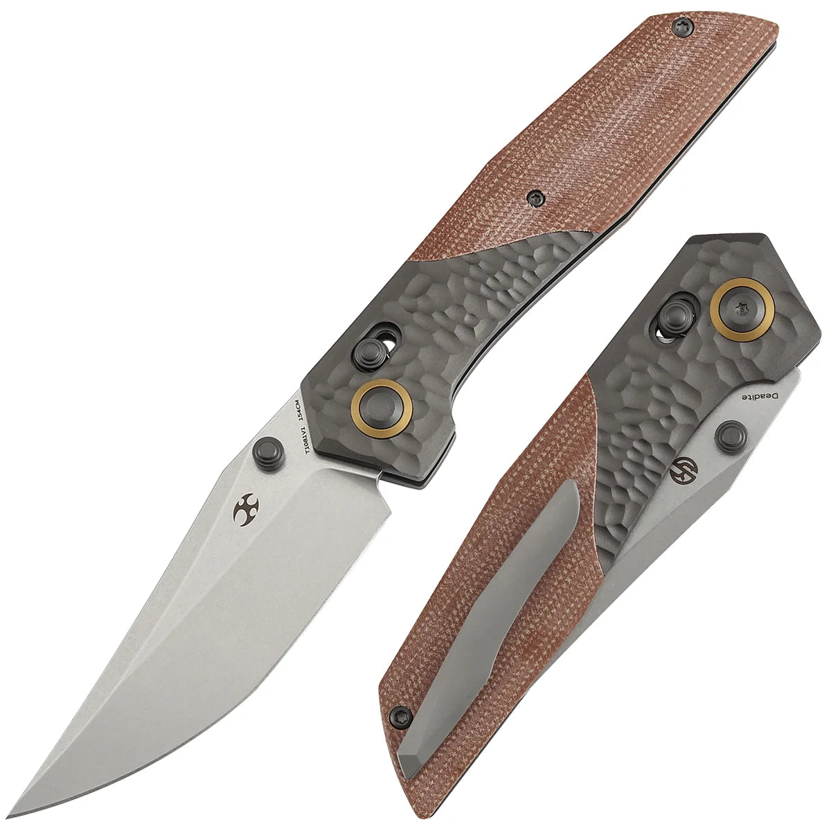 Kansept Deadite T1081V1 154CM Blade Aluminum with Micarta Handle Crossbar Lock Folding Knife