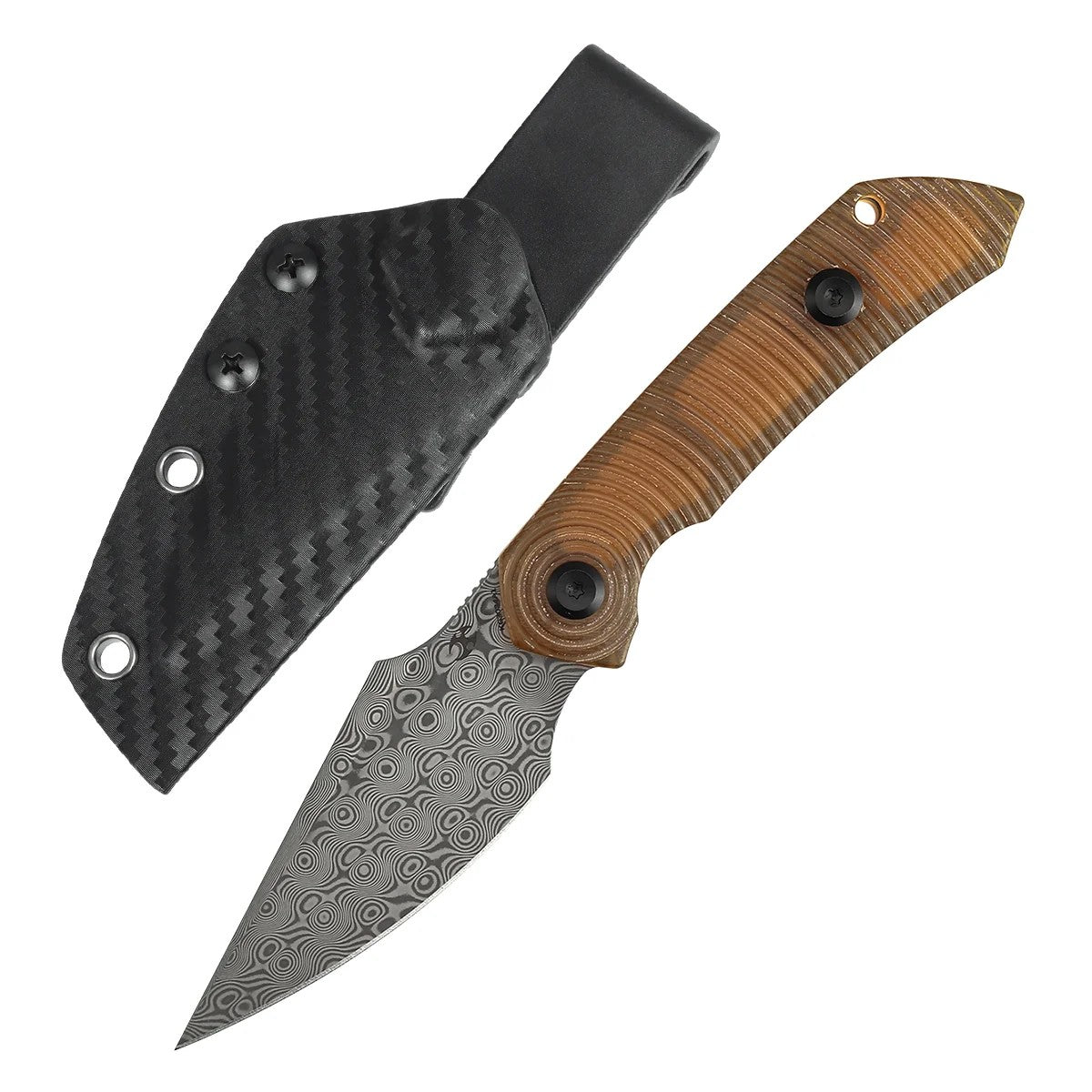 Kansept Fenrir KG3034A1 Damascus Blade PEI Handle Fixed Blade Knife