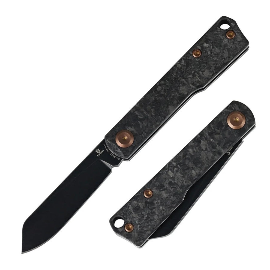 Tenable Riflestock B2131S2 Blackwash Nitro-V Blade Shred Carbon Fiber Handle Lock Back Folding knife