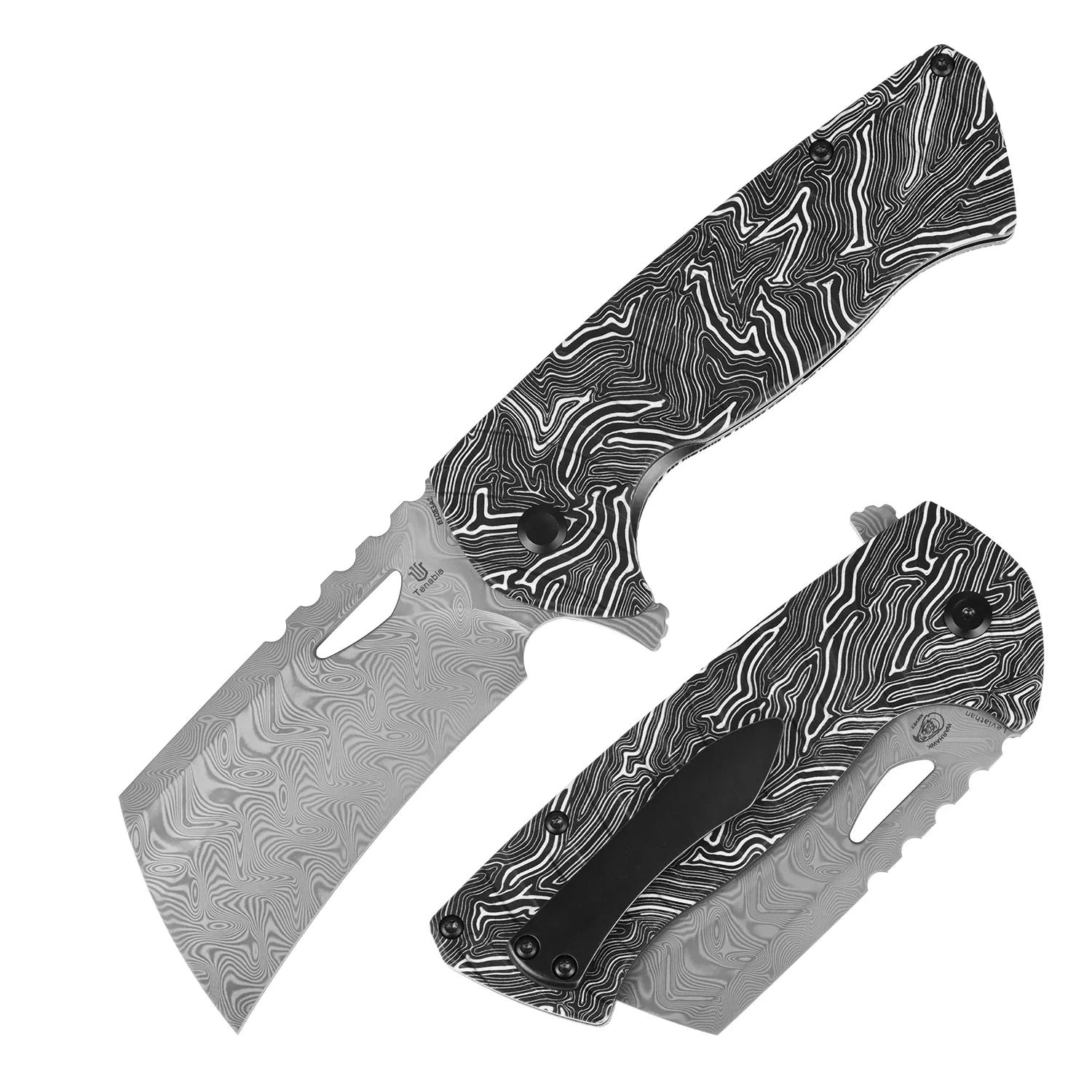 Tenable Leviathan B1083A2 Damascus Blade G-mascus Handle Liner Lock Folding Knife